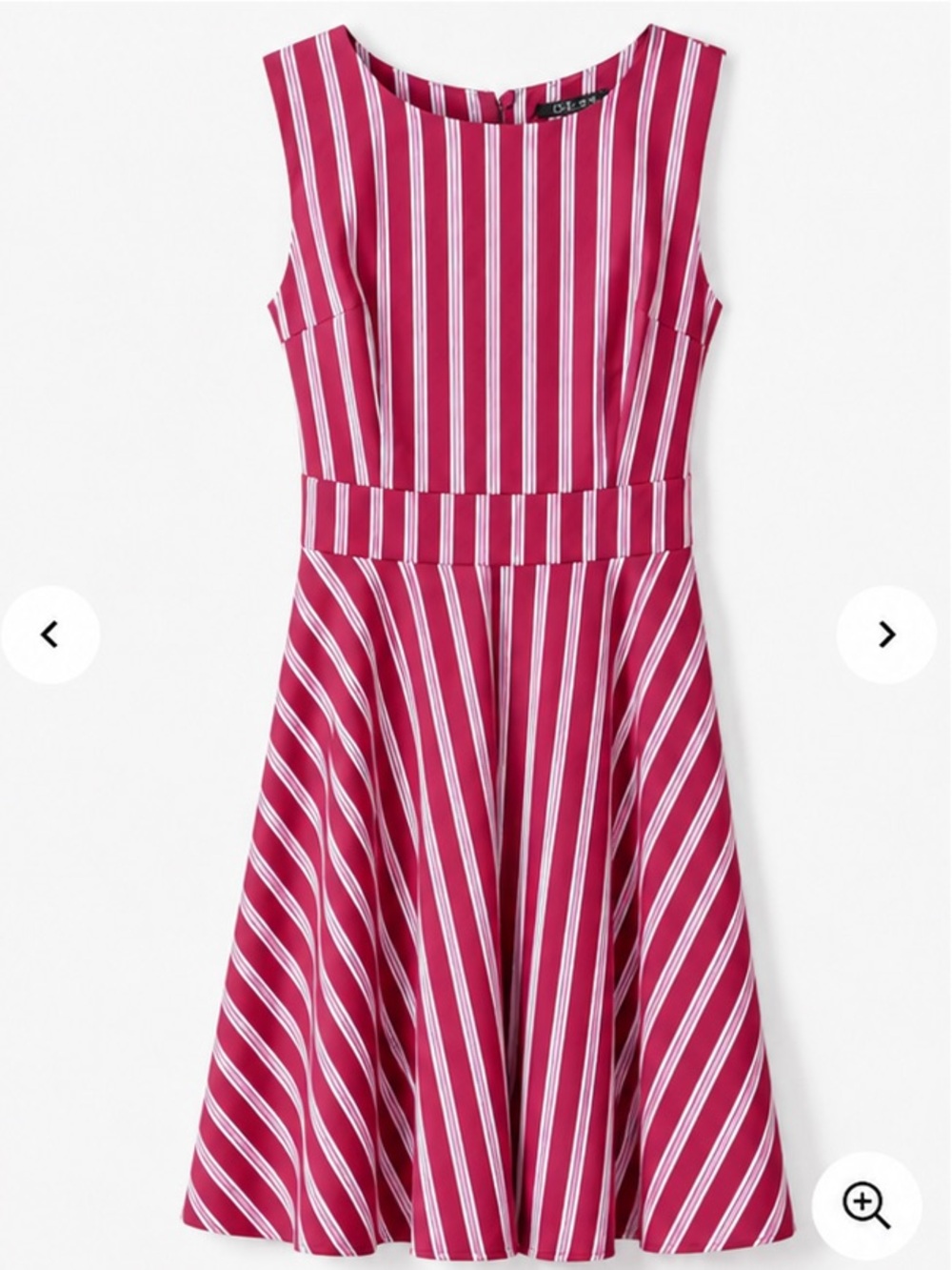 Sleeveless Raspberry Stripe Fit & Flare Dress